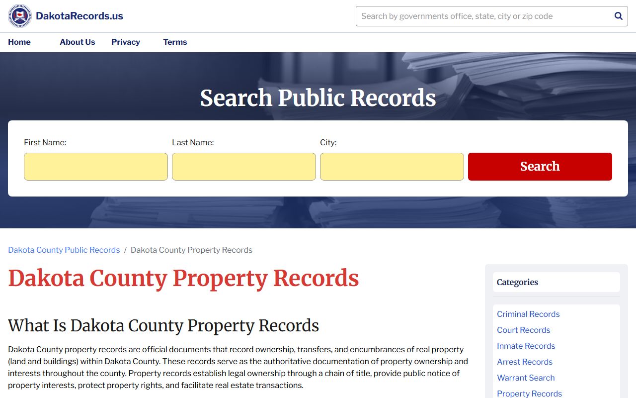 Dakota Records property search for Lakeville property tax records