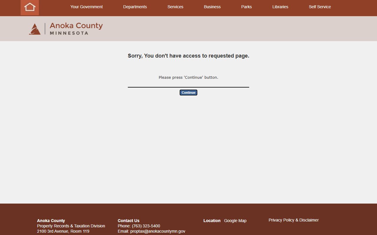 Anoka County property records address search page