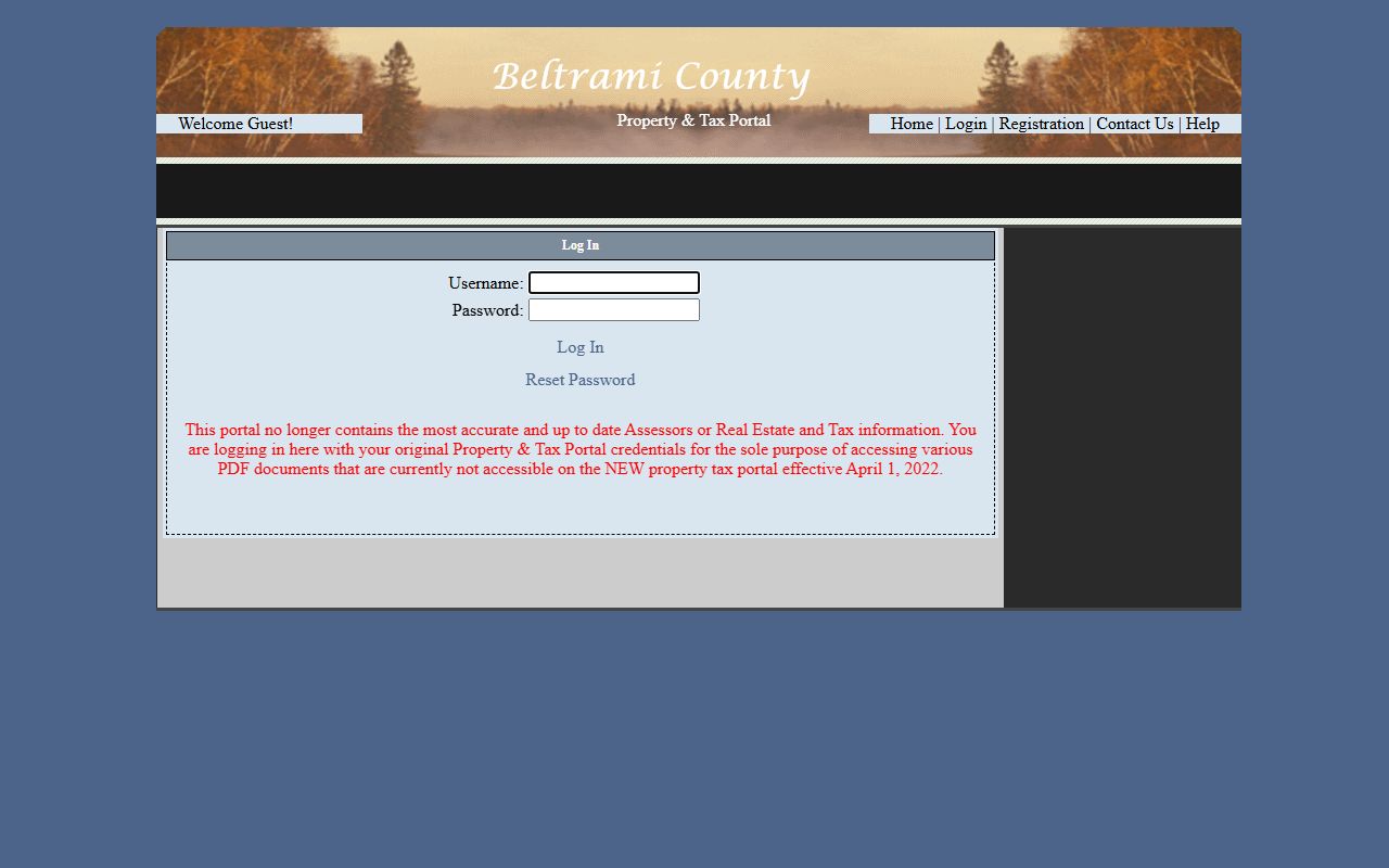 Beltrami County property and tax portal interface