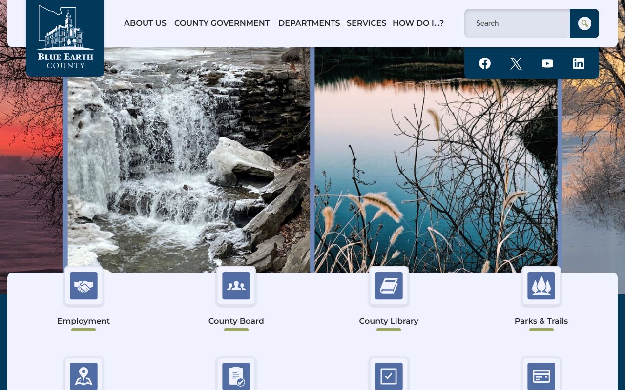 Blue Earth County government website with property tax records links