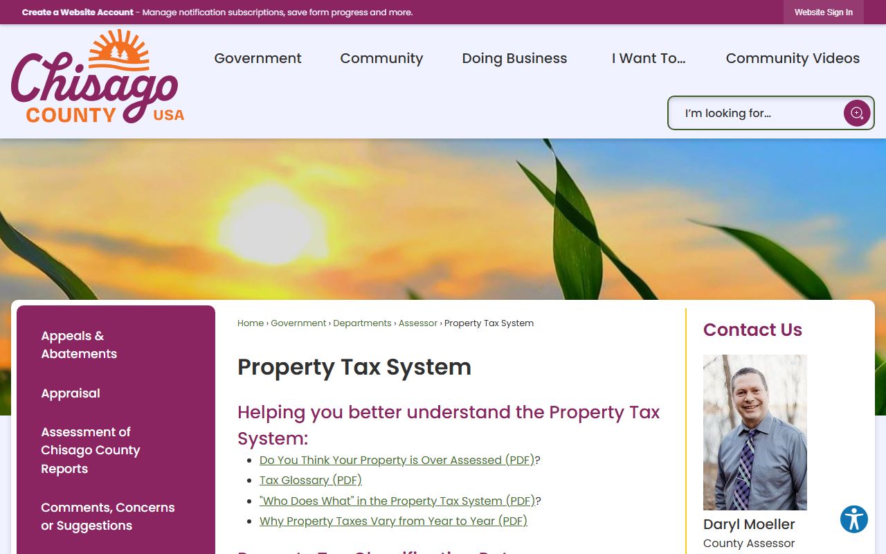 Chisago County property tax system page