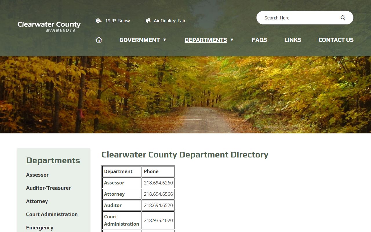Clearwater County assessor office property tax records page