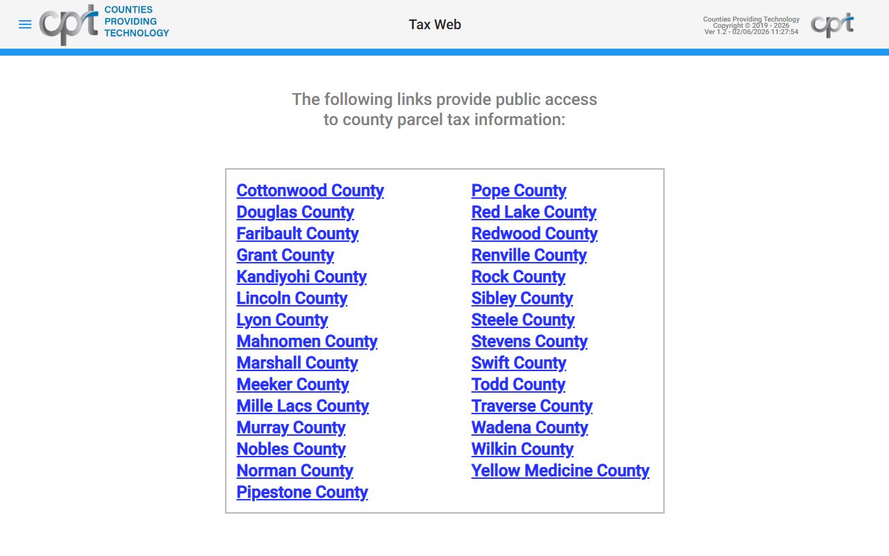 Cottonwood County PTaxPortal property tax records search system