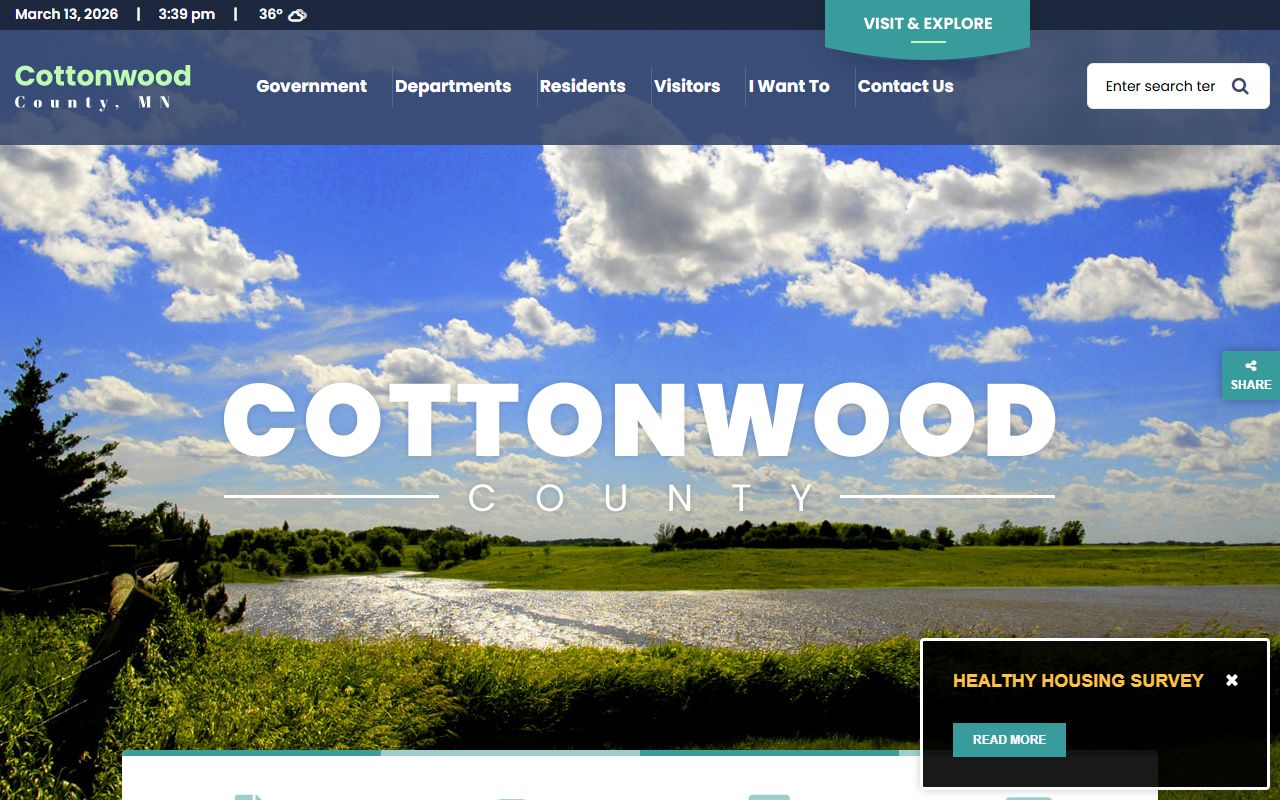 Cottonwood County official website linking to property tax records departments