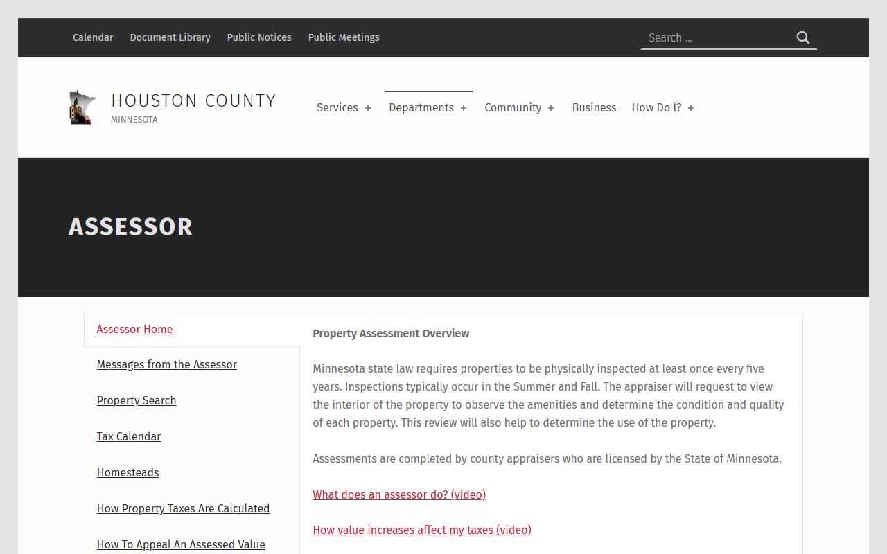 Houston County assessor office property tax records page