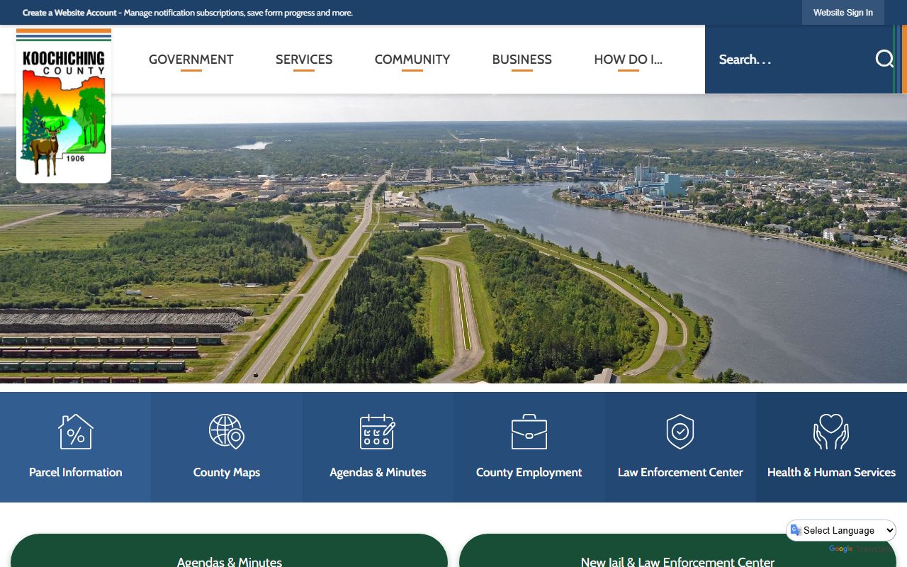 Koochiching County Minnesota official website for property tax records