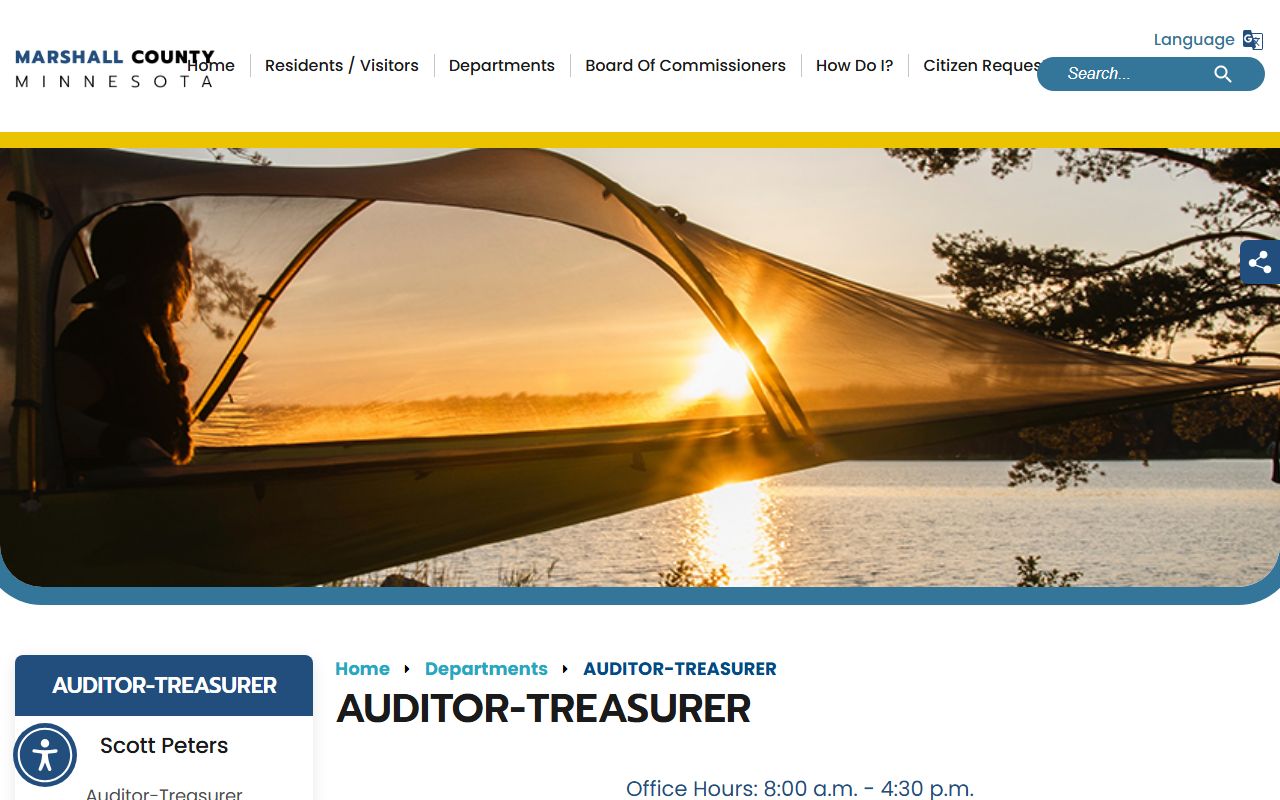 Marshall County auditor-treasurer department page for property tax records