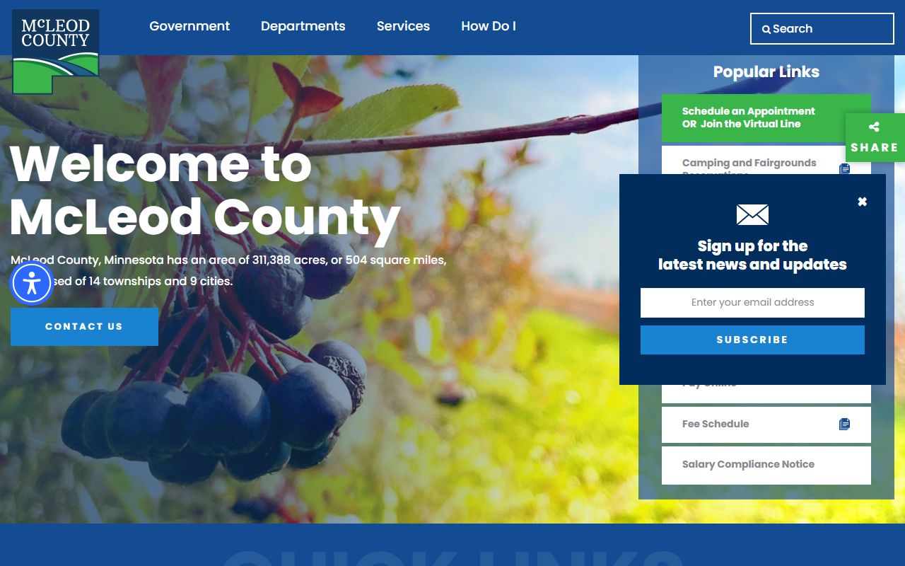 McLeod County official website for property tax records and county departments