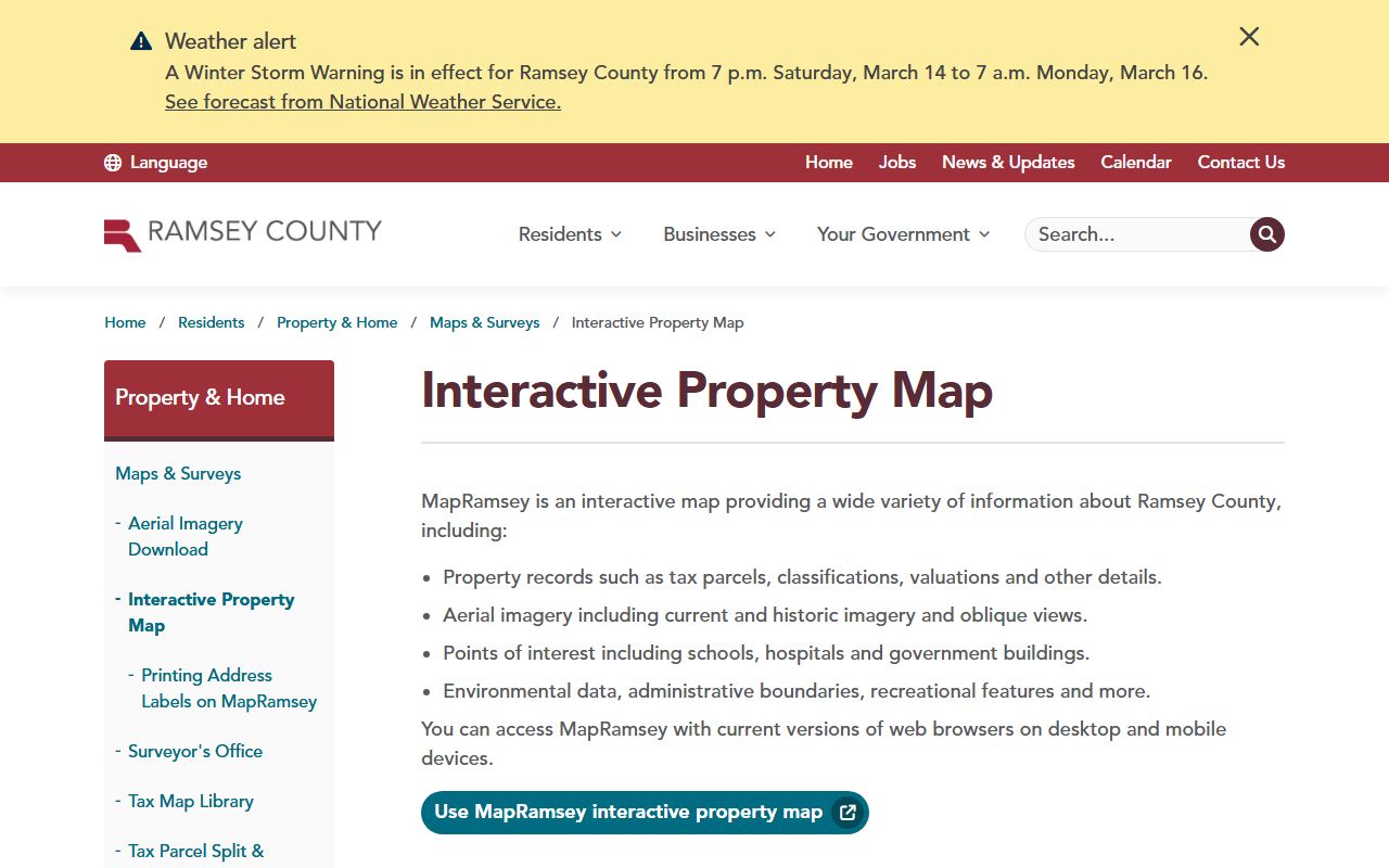 Ramsey County MapRamsey interactive property map for searching property tax records