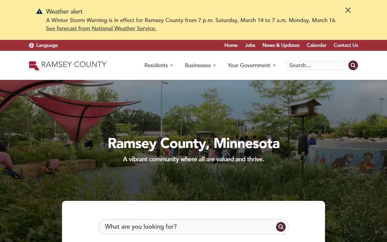 Ramsey County official website portal for property tax records and land records