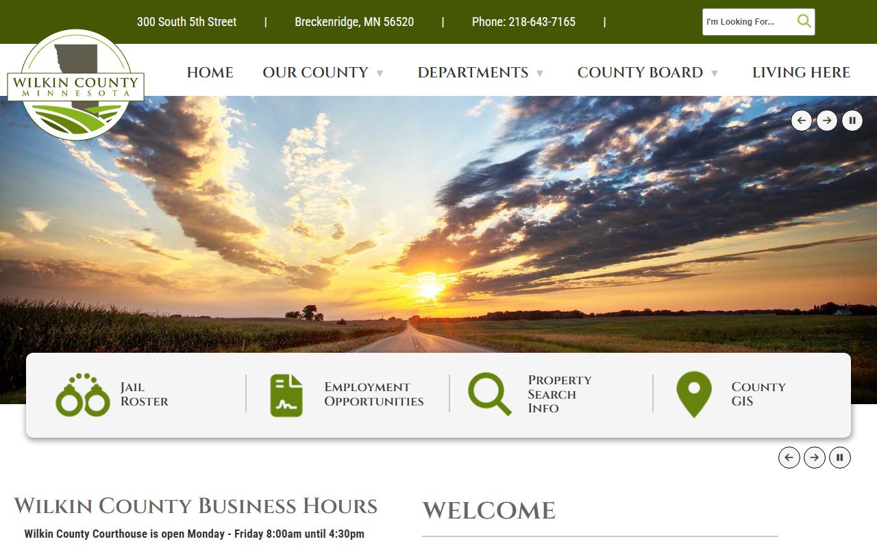 Wilkin County official website linking to property tax records and county services